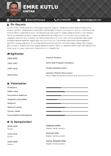 Kaptan Örnek cv indir